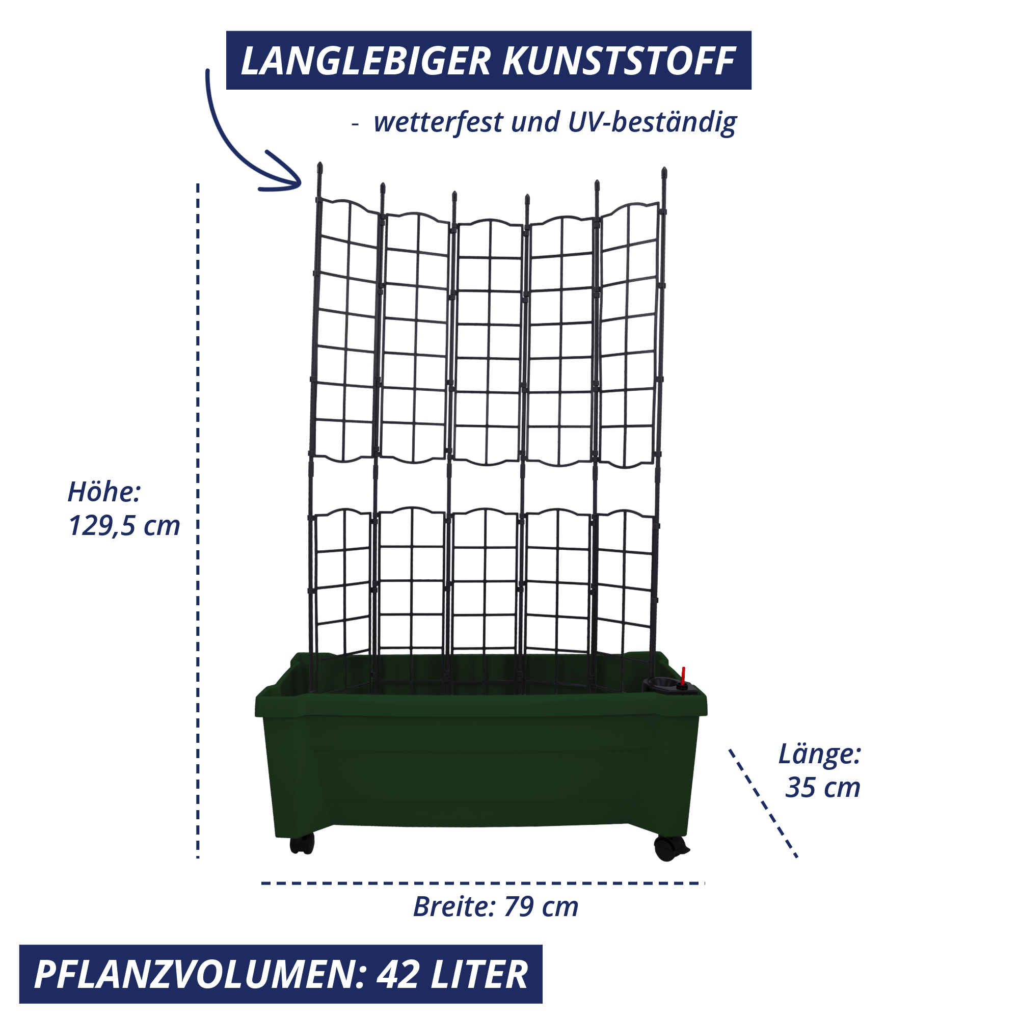Pflanzkasten Calypso mit modularem Spalier Pflanzkasten Calypso mit modularem Spalier