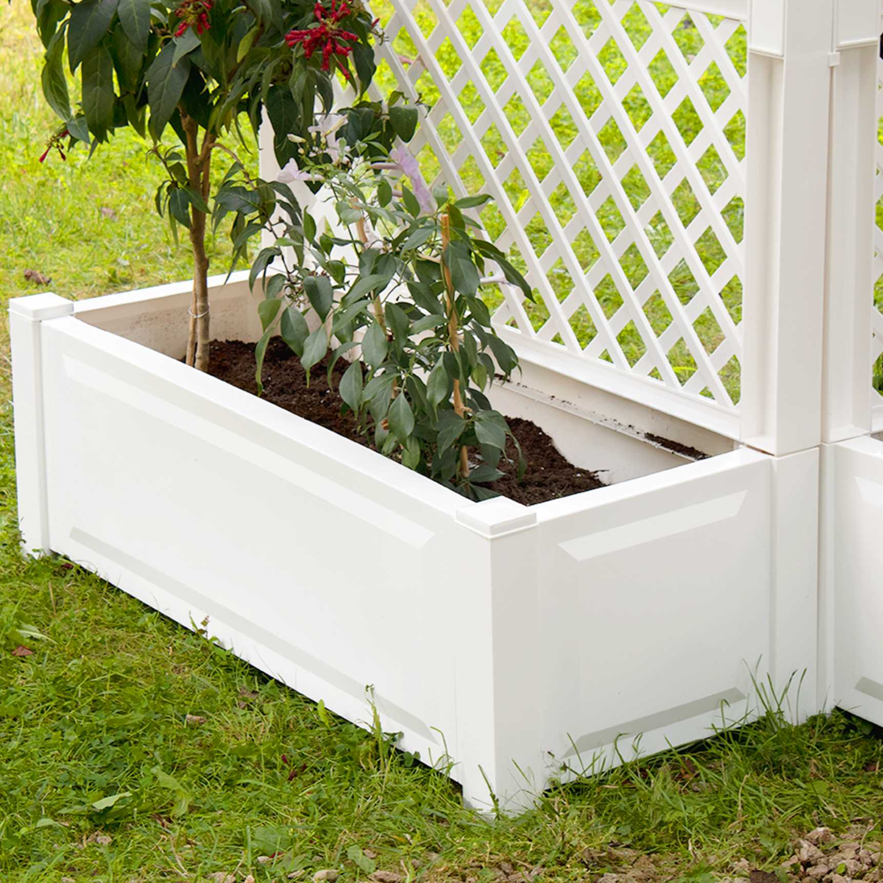 Set of 2 large planter boxes with trellis, 100 cm