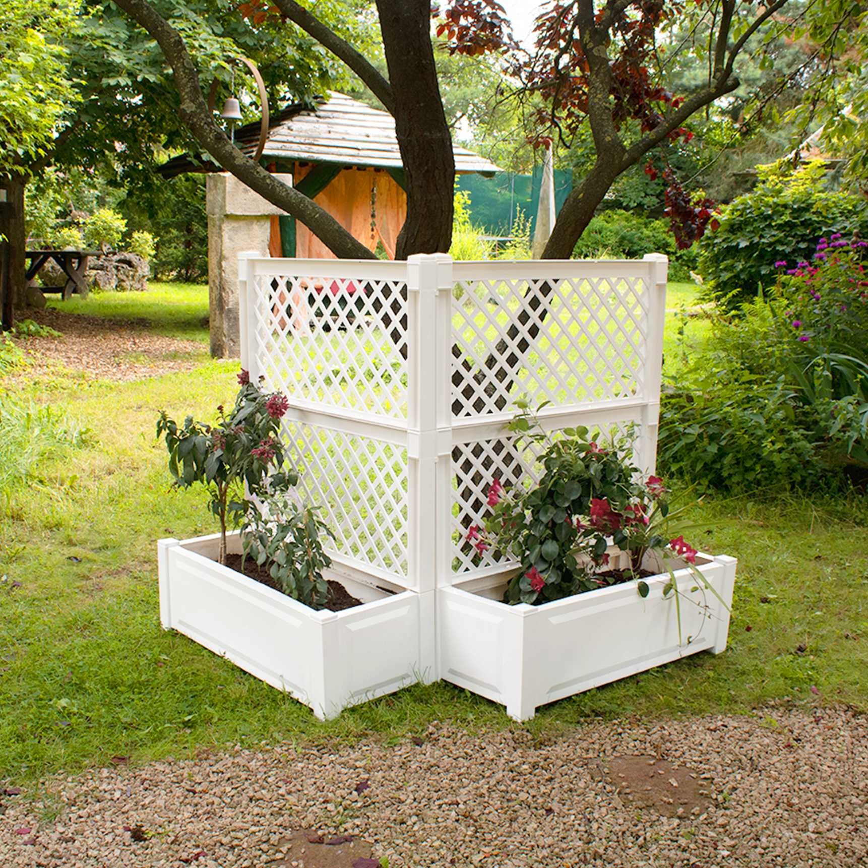 Set of 2 large planter boxes with trellis, 100 cm