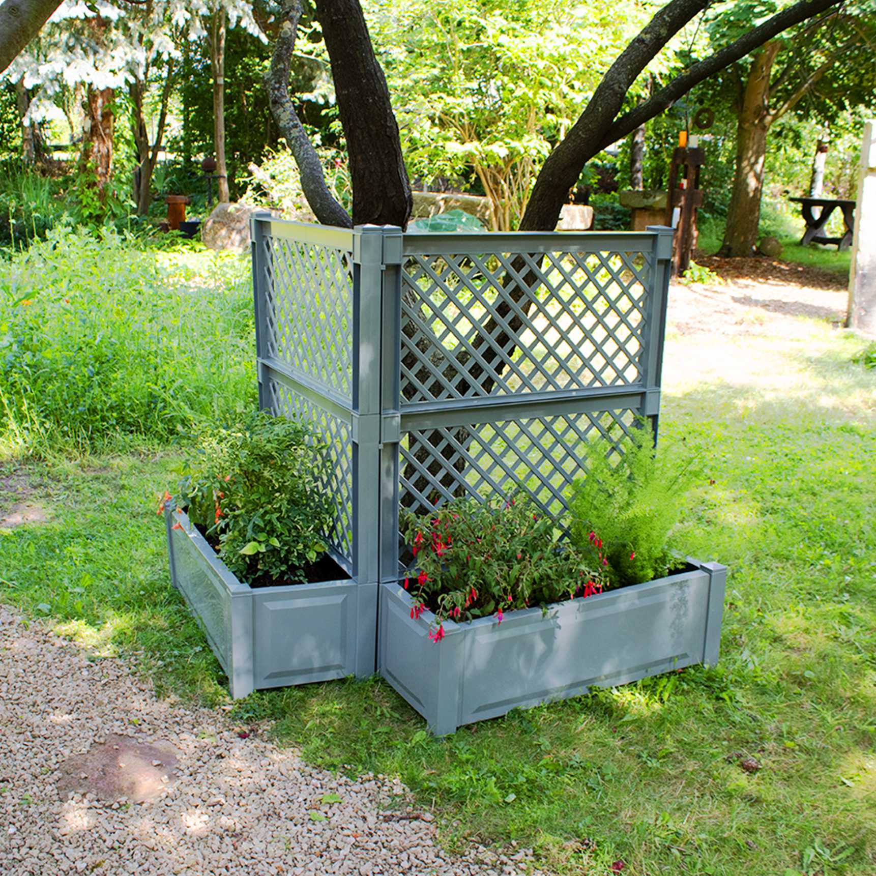 Set of 2 large planter boxes with trellis, 100 cm