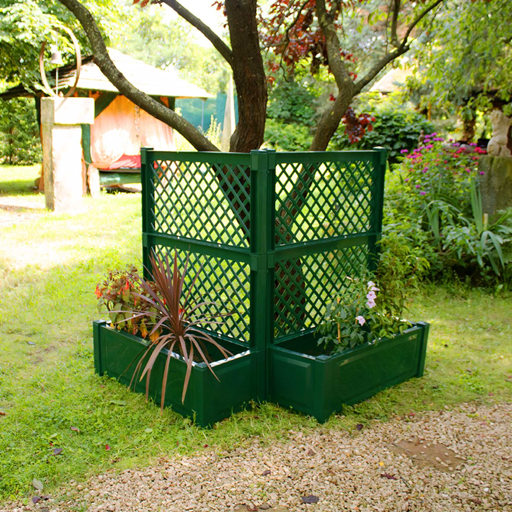 Set of 2 large planter boxes with trellis, 100 cm