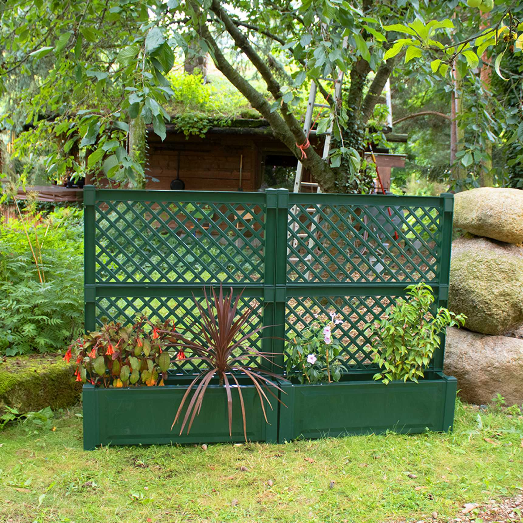 Set of 2 large planter boxes with trellis, central  100 cm