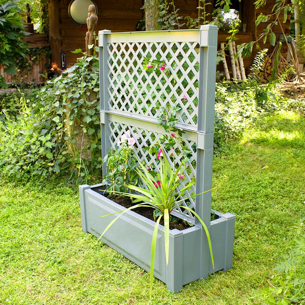 Large planter box with trellis, central 100 cm