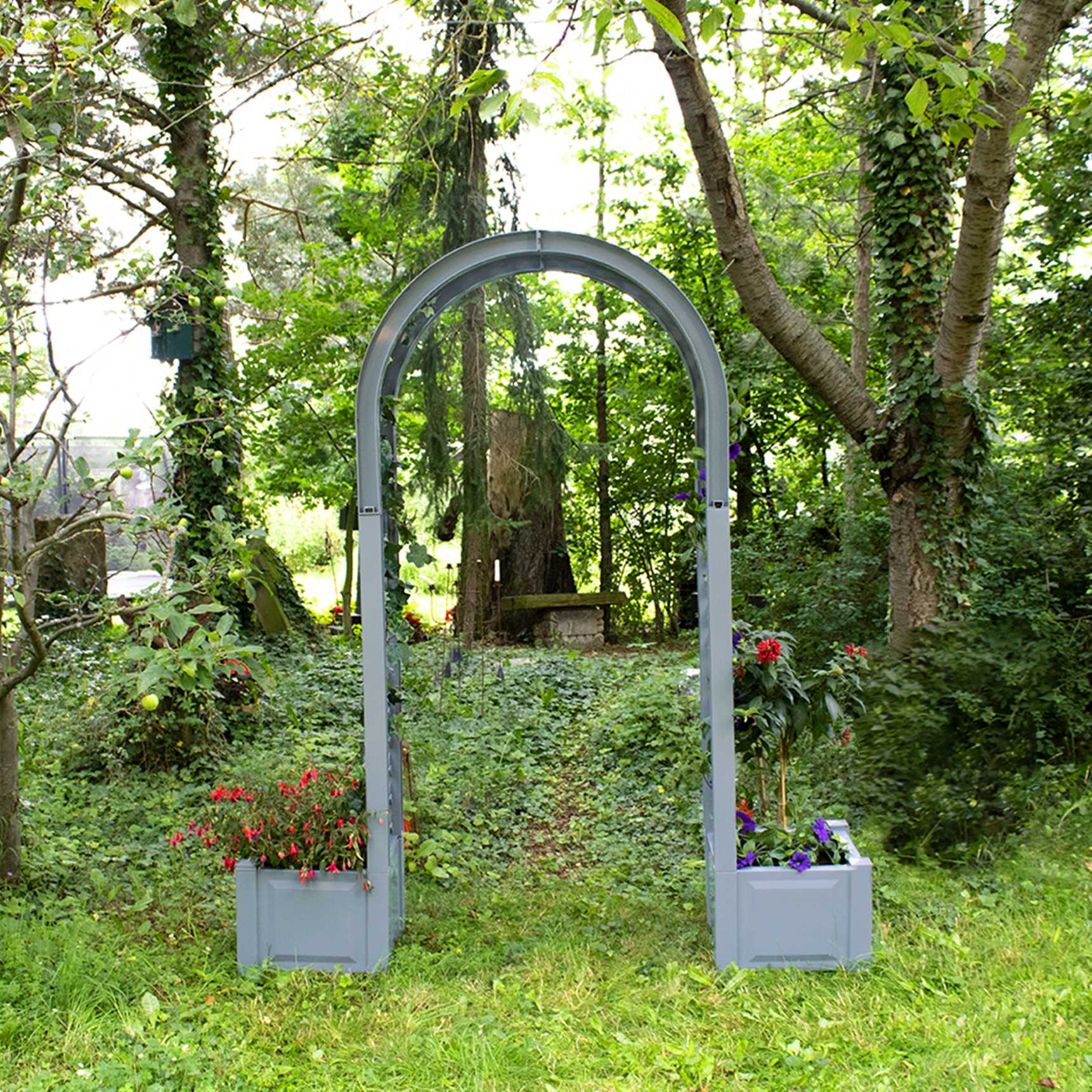 Rose arch with planter boxes